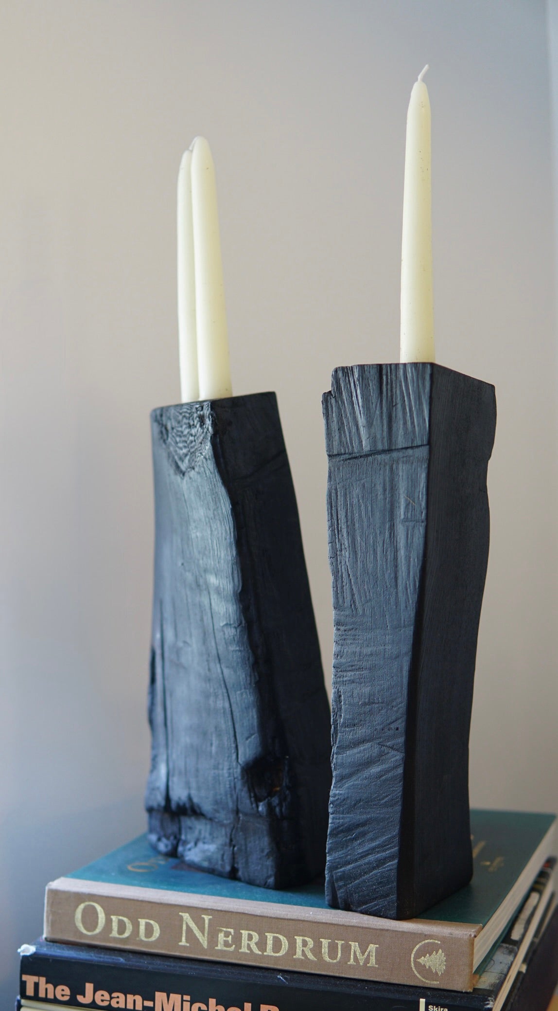 Blackened Ash Taper Candle Holders